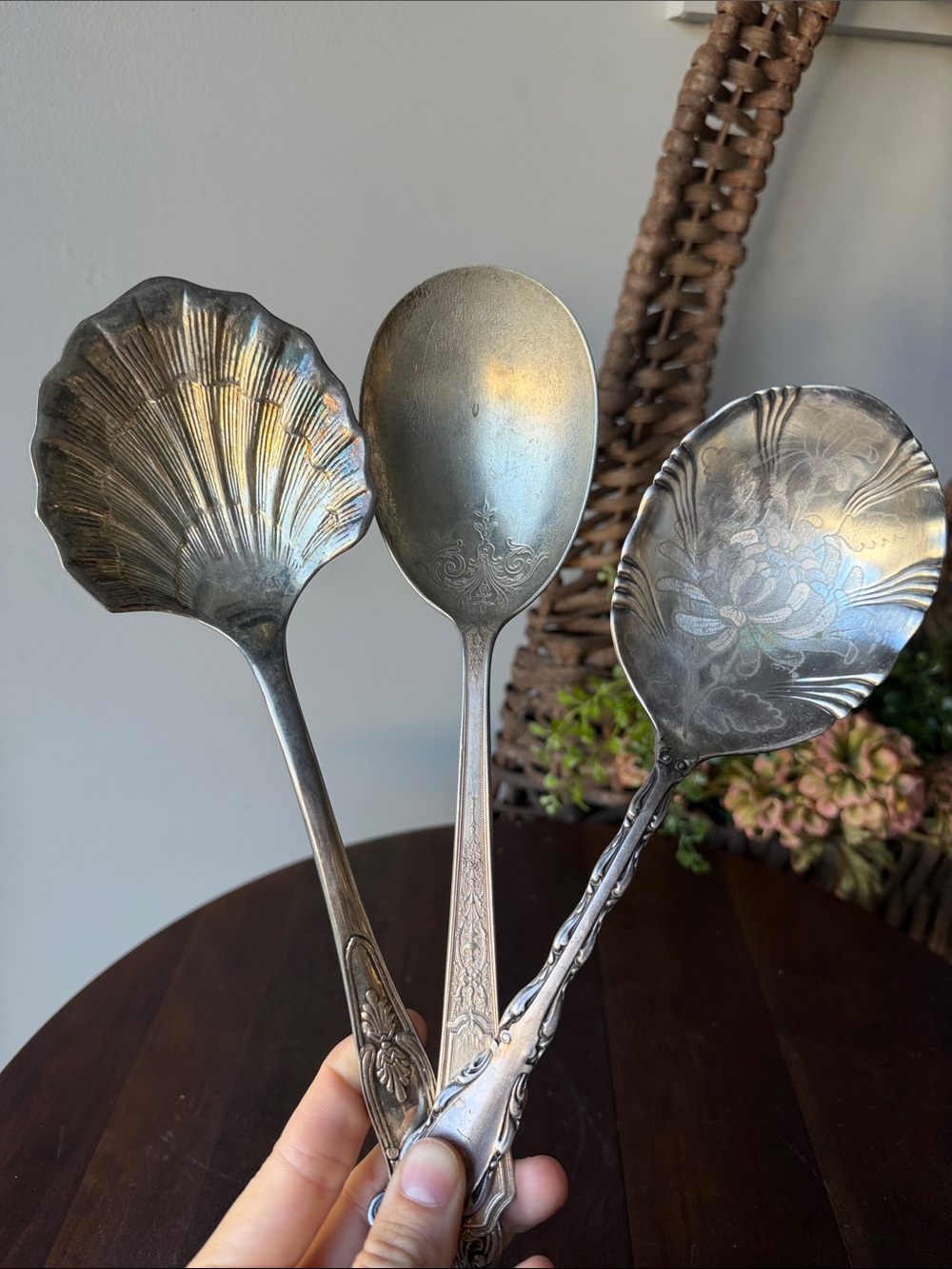 Set of three Vintage Silver Plated Serving Spoons